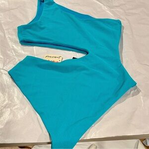 NWT Free People x Beach Riot Celine One-Piece, Small, Malibu Blue